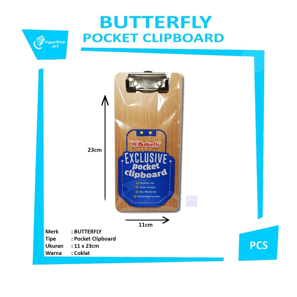 BUTTERFLY - Clipboard Pocket Papan Jalan - Pcs