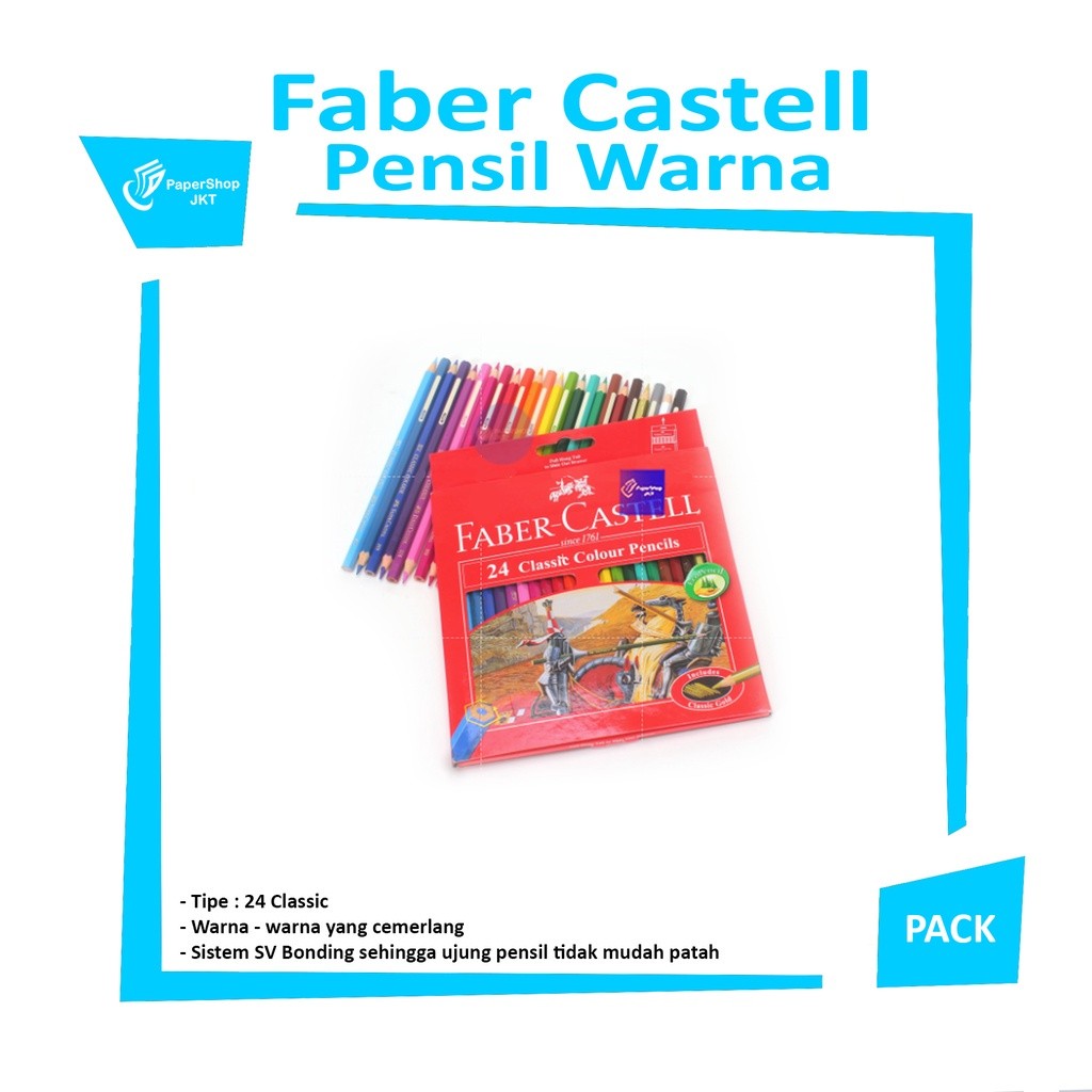 FABER CASTELL -Classic Colour Pencils 24 - Pensil Warna 24 Panjang - Set