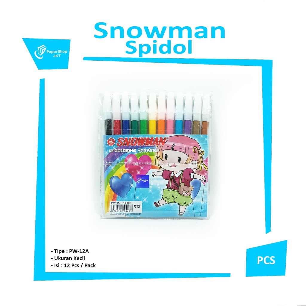 SNOWMAN - Spidol 12 Warna PW-12A Sign Pen - SET