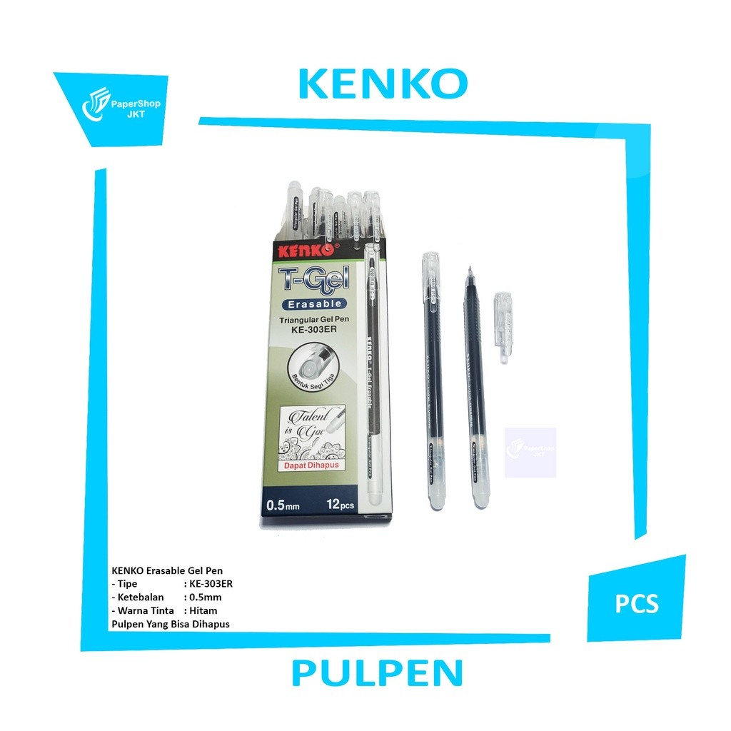 KENKO - Gel Pen T-Gel Erasable KE-303ER Black - Pcs