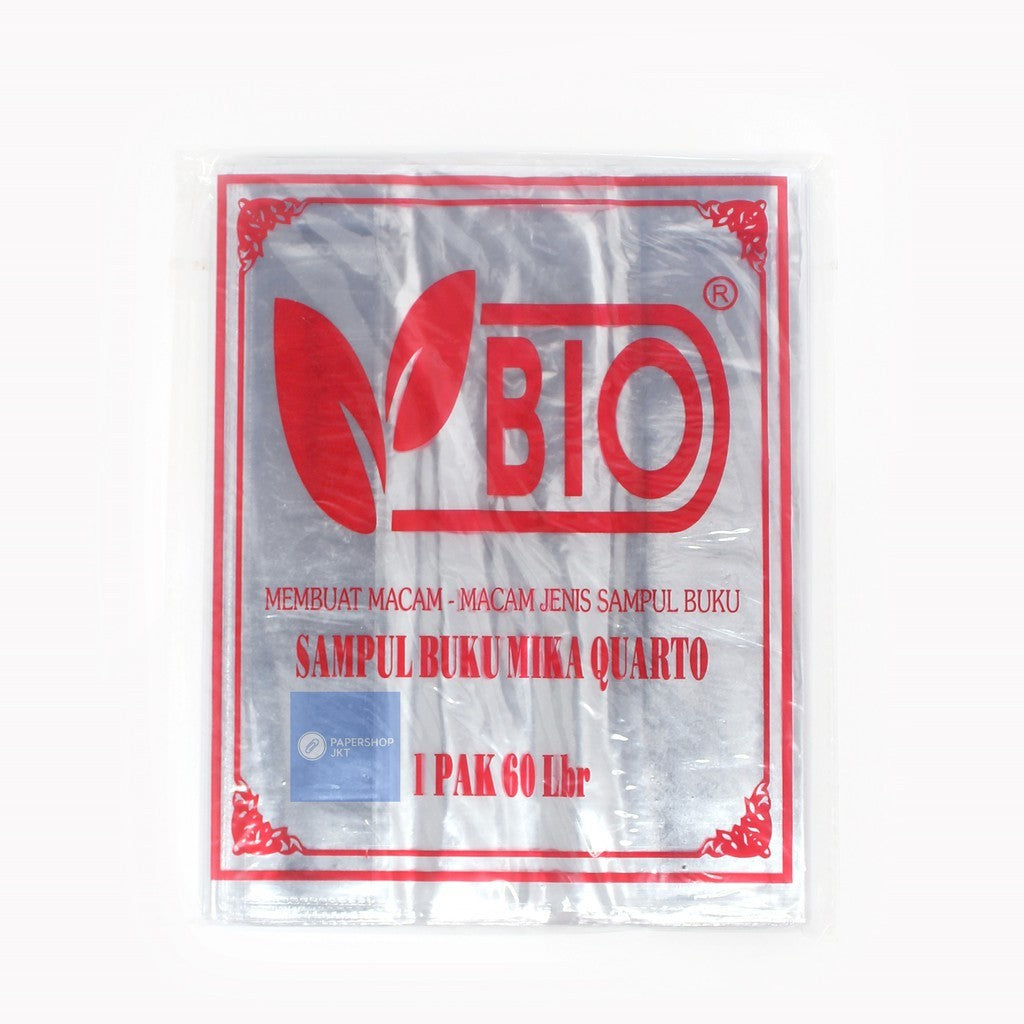 BIO - Sampul Buku Plastik Mika Ukuran Kwarto ( isi 60 lembar ) - PACK