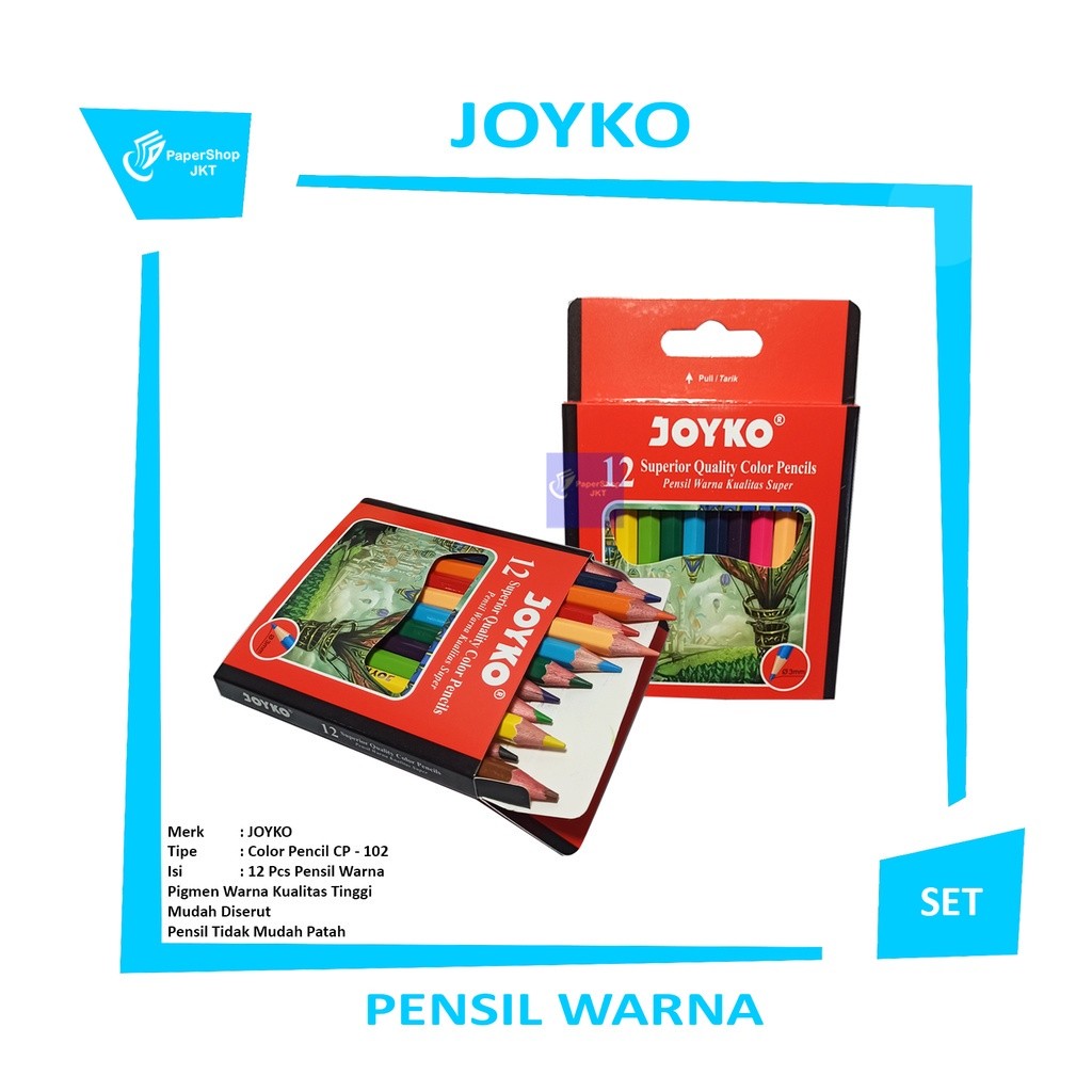 JOYKO - Color Pencil Mini 12 Warna - CP-102 - Pensil Warna - 1 Set