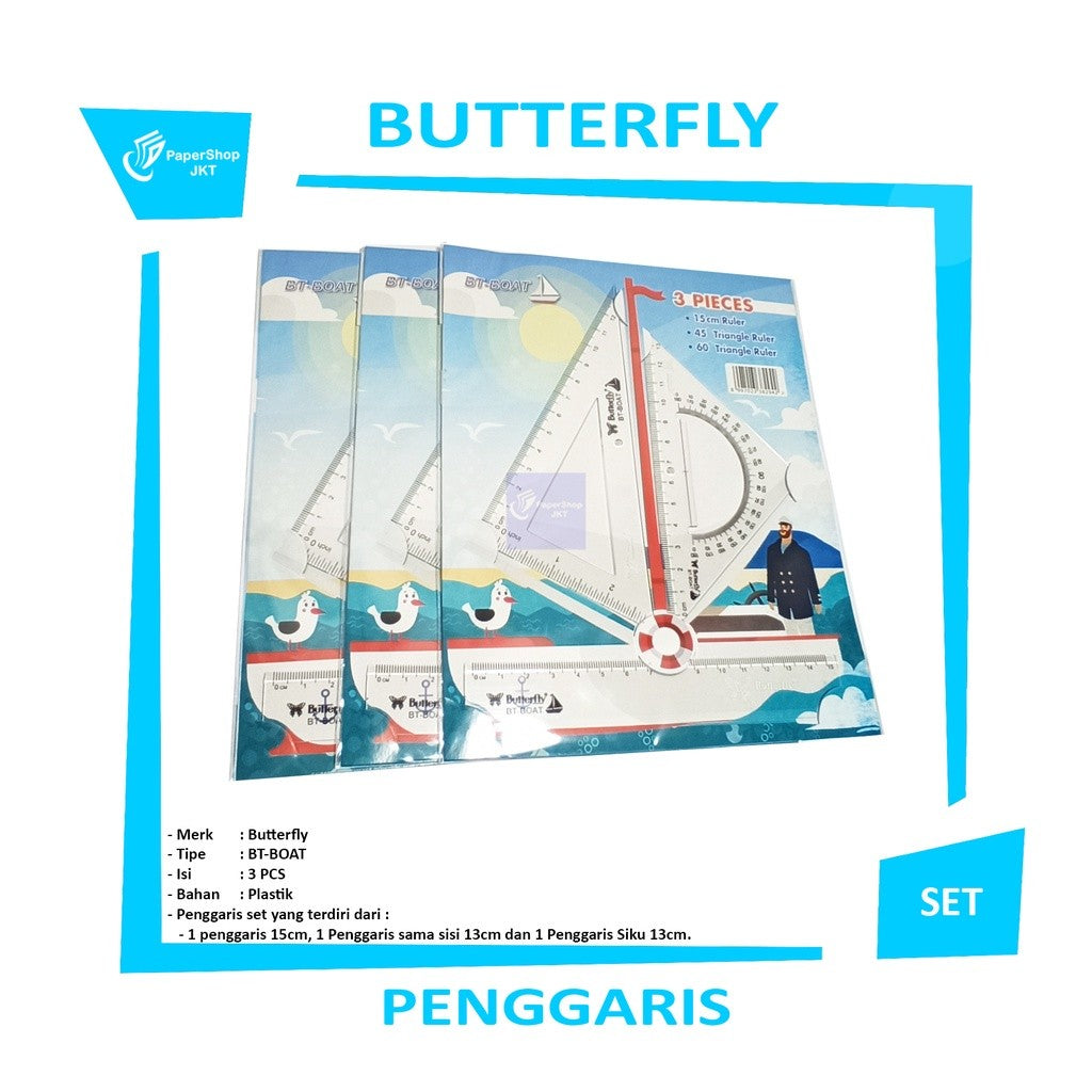 BUTTERFLY - Penggaris Motif Kapal - SET