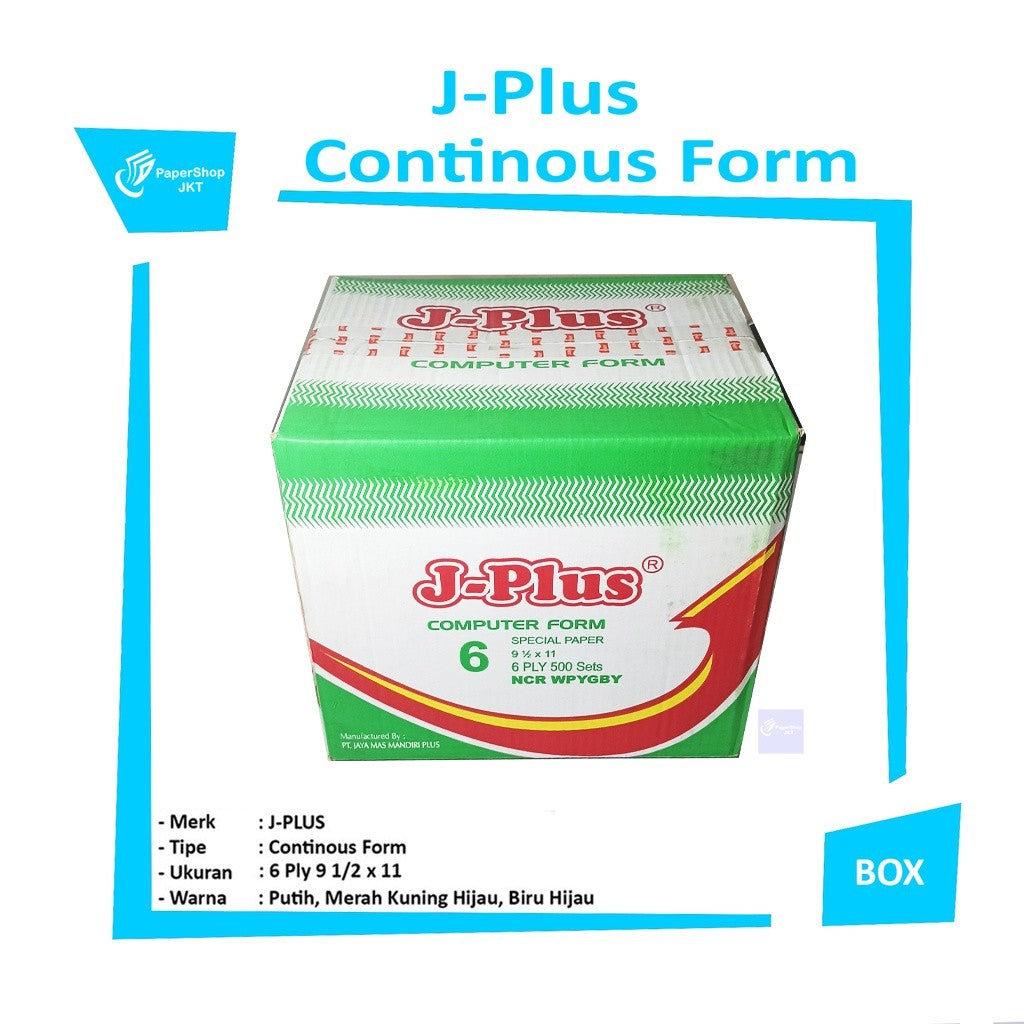 J-PLUS - Continous Form 6 Ply 9 1/2 x 11 Ncr Kertas Komputer - Box
