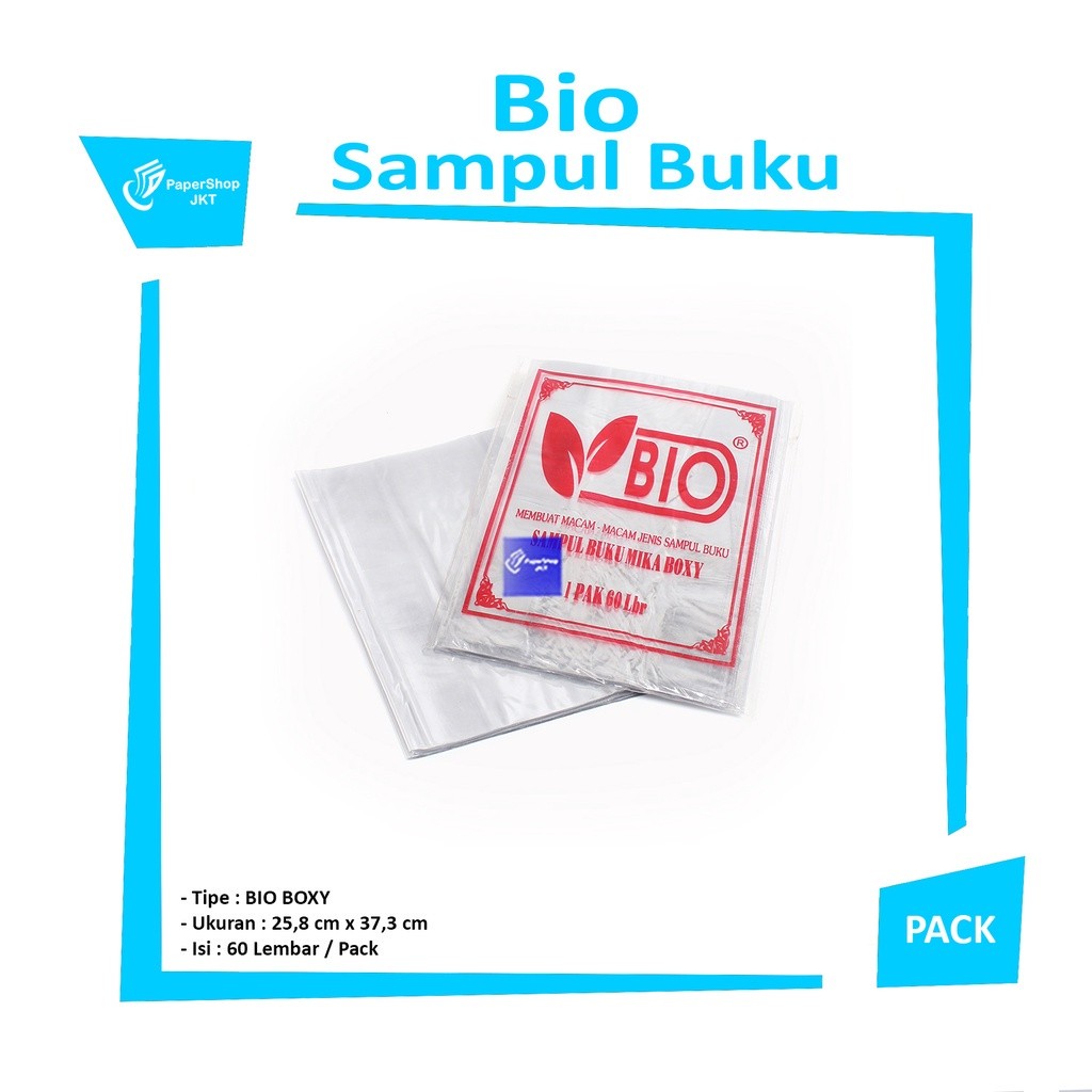 BIO - Sampul Buku Plastik Mika Ukuran Boxy ( isi 60 lembar ) - Pack