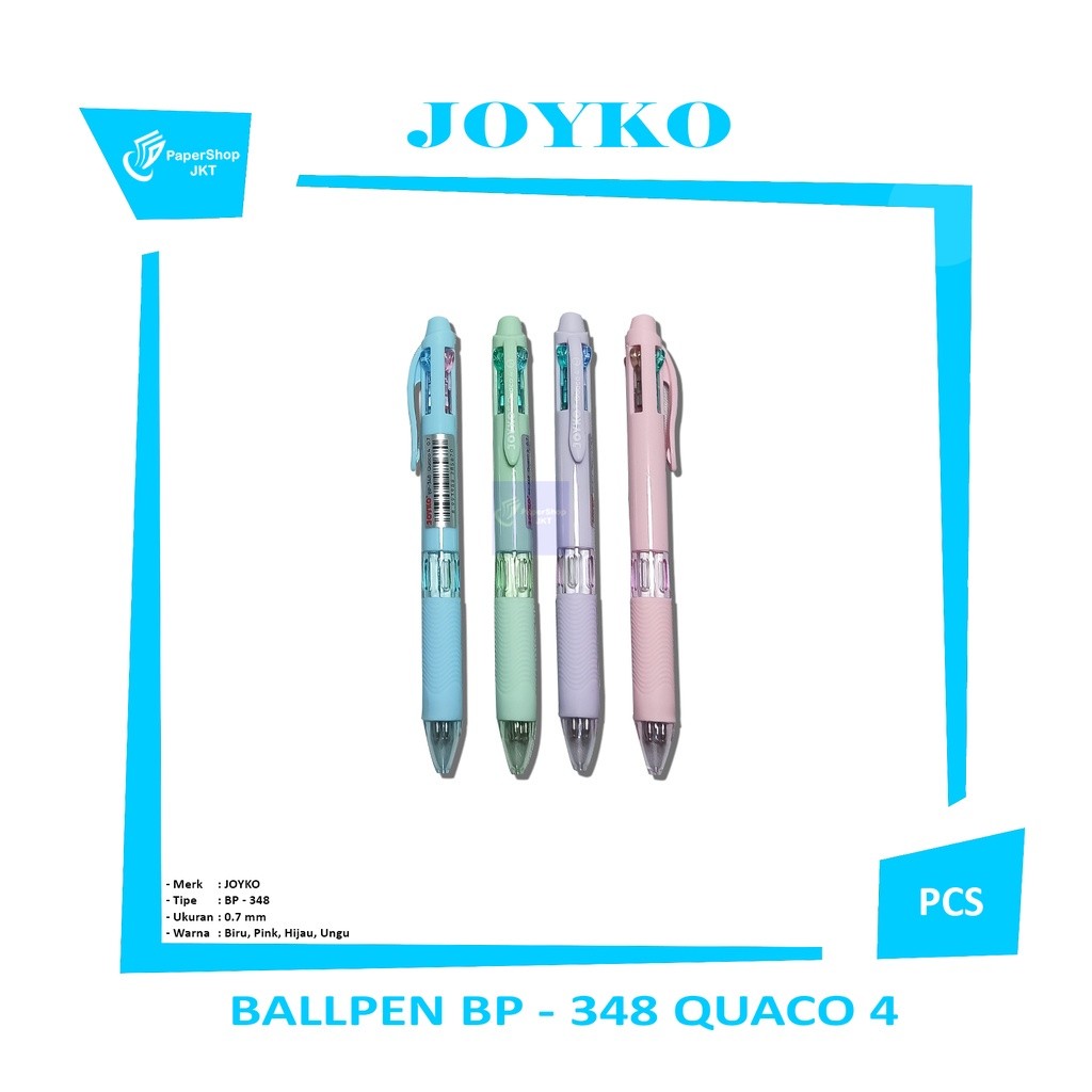 JOYKO - Ball Pen Pulpen Pena BP-348 Quaco 4 0.7mm - Pcs