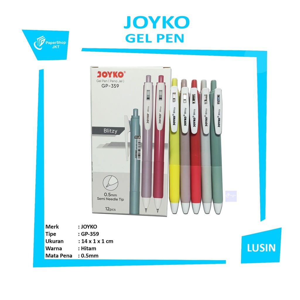 JOYKO - Pulpen Jel Gel Pen GP-359 - Black - Lusin