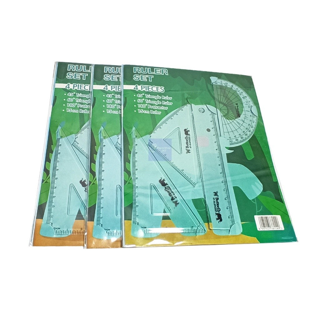 BUTTERFLY - Penggaris Motif Gajah, Kucing, Jerapah 4 In 1 - SET