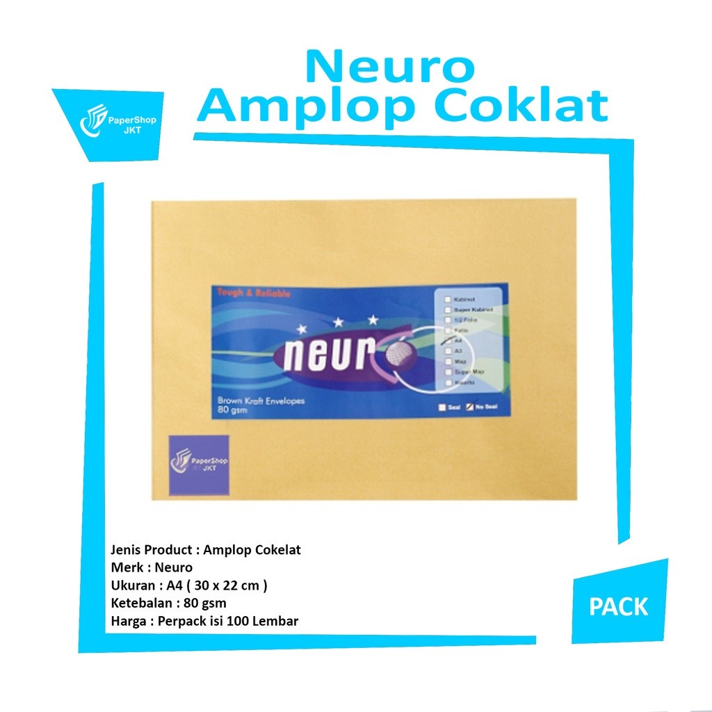 NEURO - Amplop Coklat A4 No Seal ( 30 x 22 cm ) - Pack