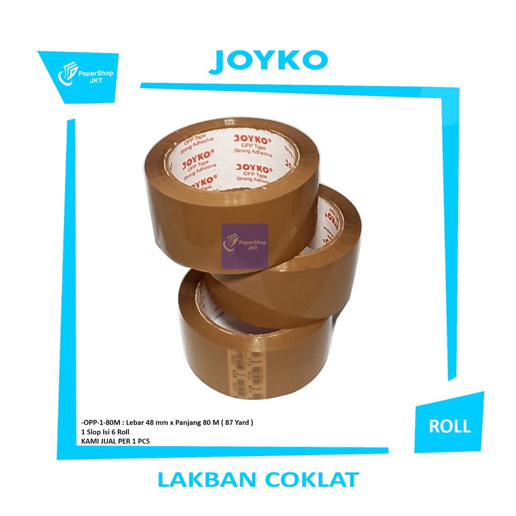 JOYKO - Opp Tape Bening & Coklat 2 Inch x 80 Meter 48mm x 80m - ROLL