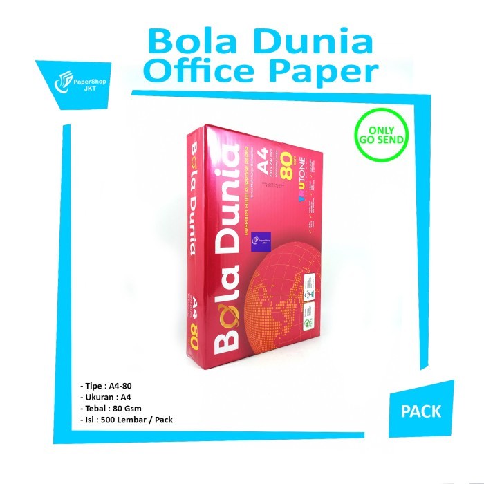BOLA DUNIA - Kertas Fotocopy A4 80 Gram Office Paper Print - RIM