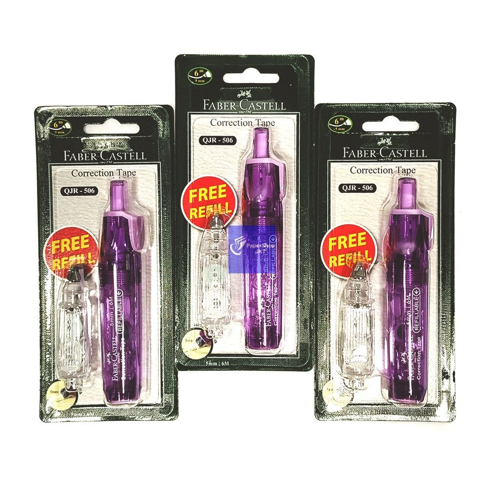 FABER CASTELL Correction Tape QJR-506 Free Refill 5mm X 6m - Pcs