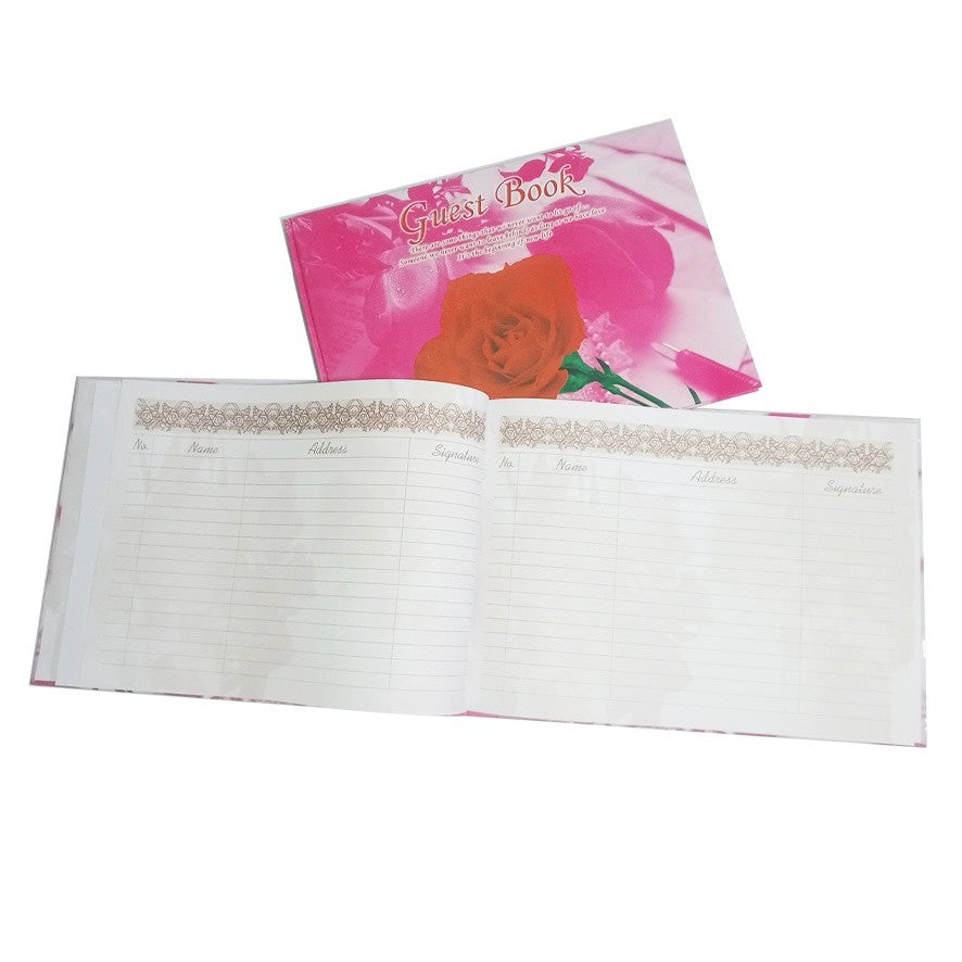 KENKO - Buku Catatan Daftar Undangan Tamu BT 3224 Cover Pink Motif Kembang Mawar 02 - Pcs