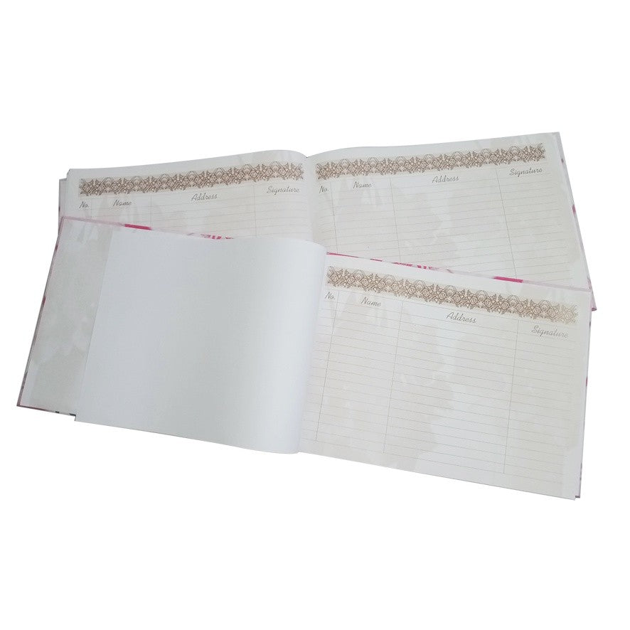 KENKO - Buku Catatan Daftar Undangan Tamu BT 3224 Cover Pink Motif Kembang Mawar 02 - Pcs