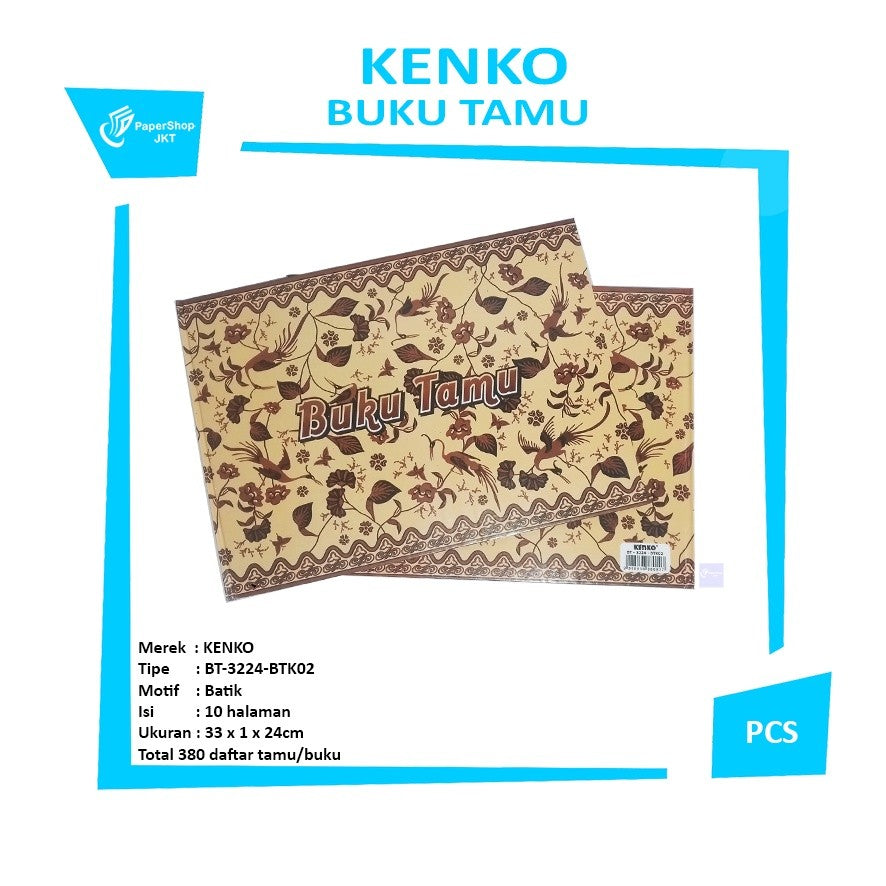 KENKO - Buku Catatan Undangan Tamu BT 3224 Motif Batik - BTK02 isi 10 Halaman/Buku - Pcs