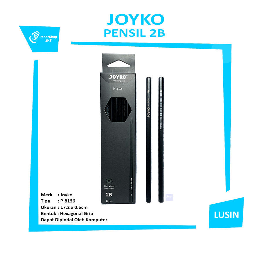 Joyko - Pensil Kayu Hitam 2B P-8136 - Lusin