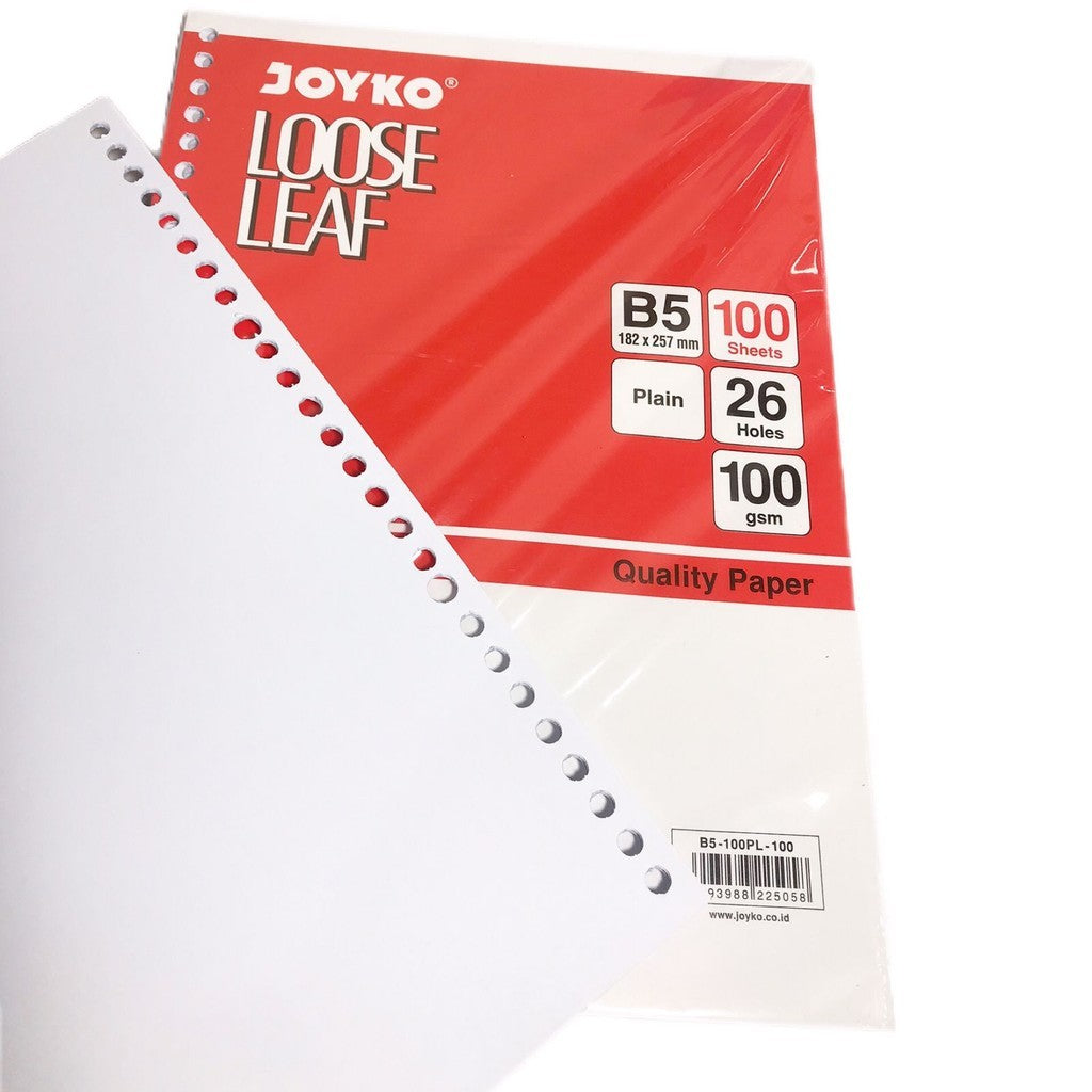 JOYKO - Loose Leaf Isi Kertas B5 PLAIN -100 Lembar - Pack