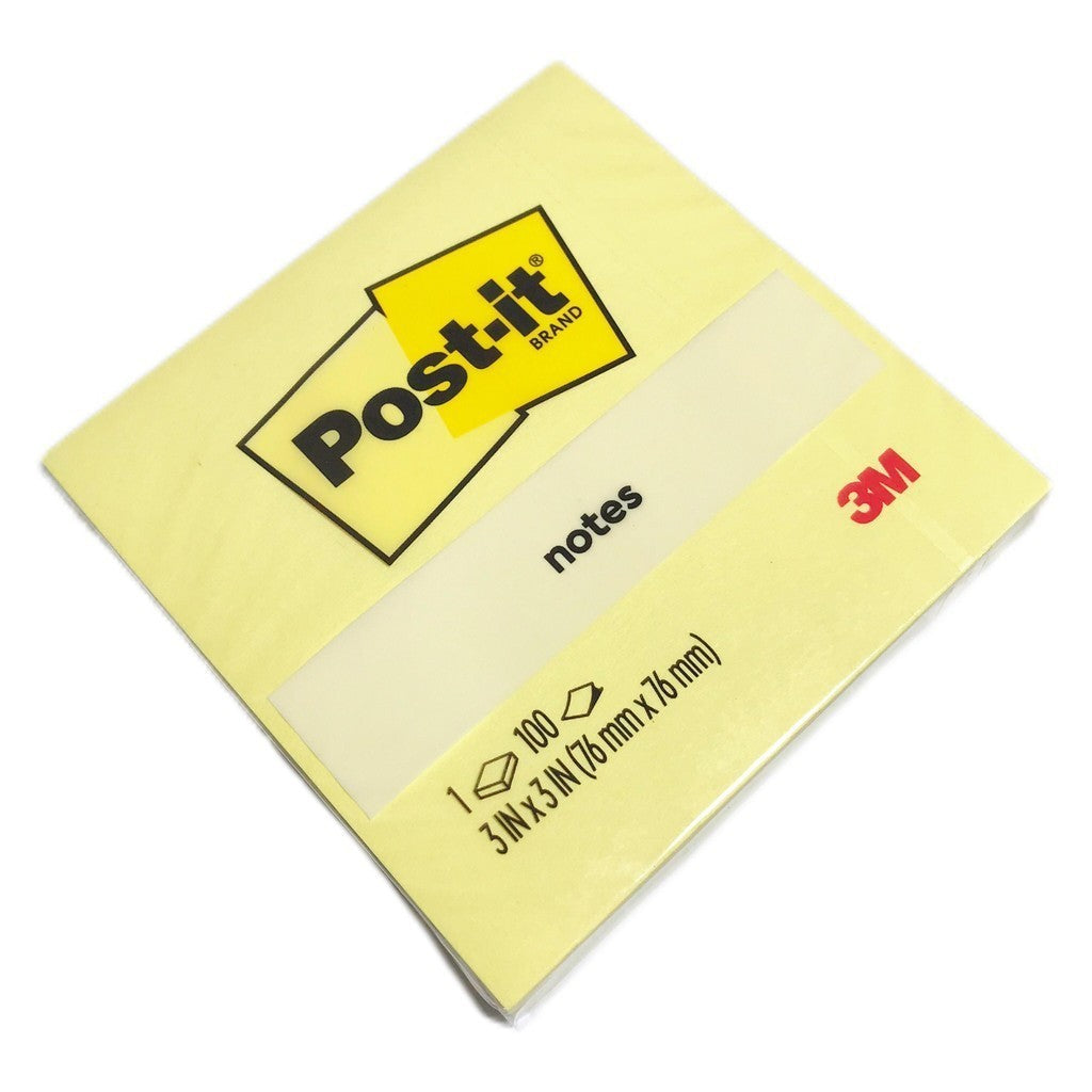 3M - Post It Sticky Notes 654-1CY 76mm x 76mm Yellow - Pad