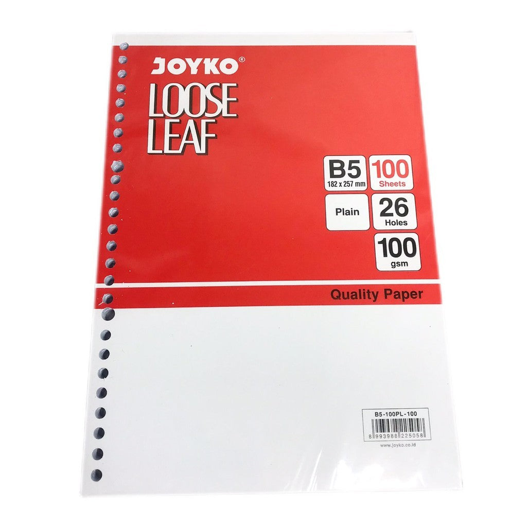 JOYKO - Loose Leaf Isi Kertas B5 PLAIN -100 Lembar - Pack