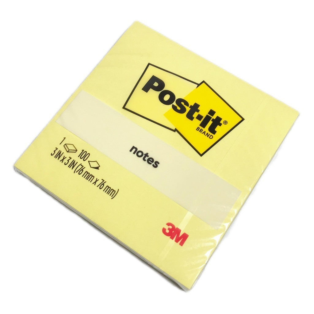 3M - Post It Sticky Notes 654-1CY 76mm x 76mm Yellow - Pad